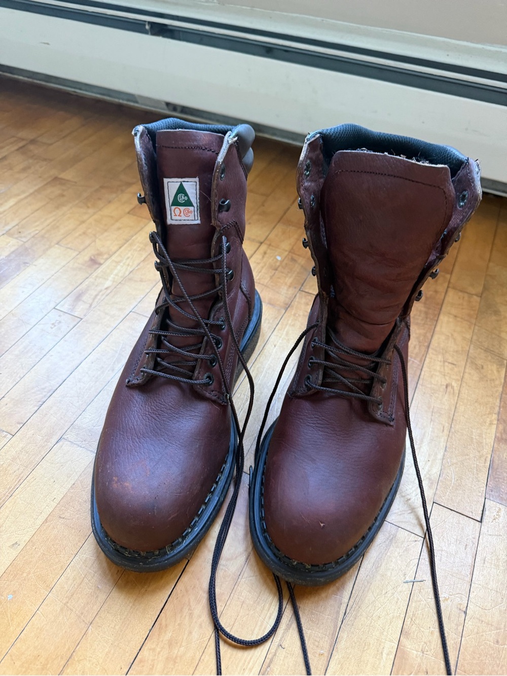 Red Wing Shoes Brown Leather Lace-Up Super Sole Safety work boots